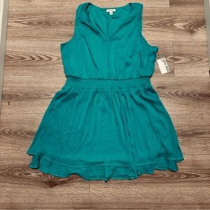 Women's Nine West Smocked Waist Mini Dress Color: Tinsley Teal Size: XXL
